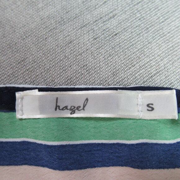 Hazel Top Womens Small Striped Wrap Blouse Work Preppy Mod Coastal Anthropologie - Picture 2 of 7